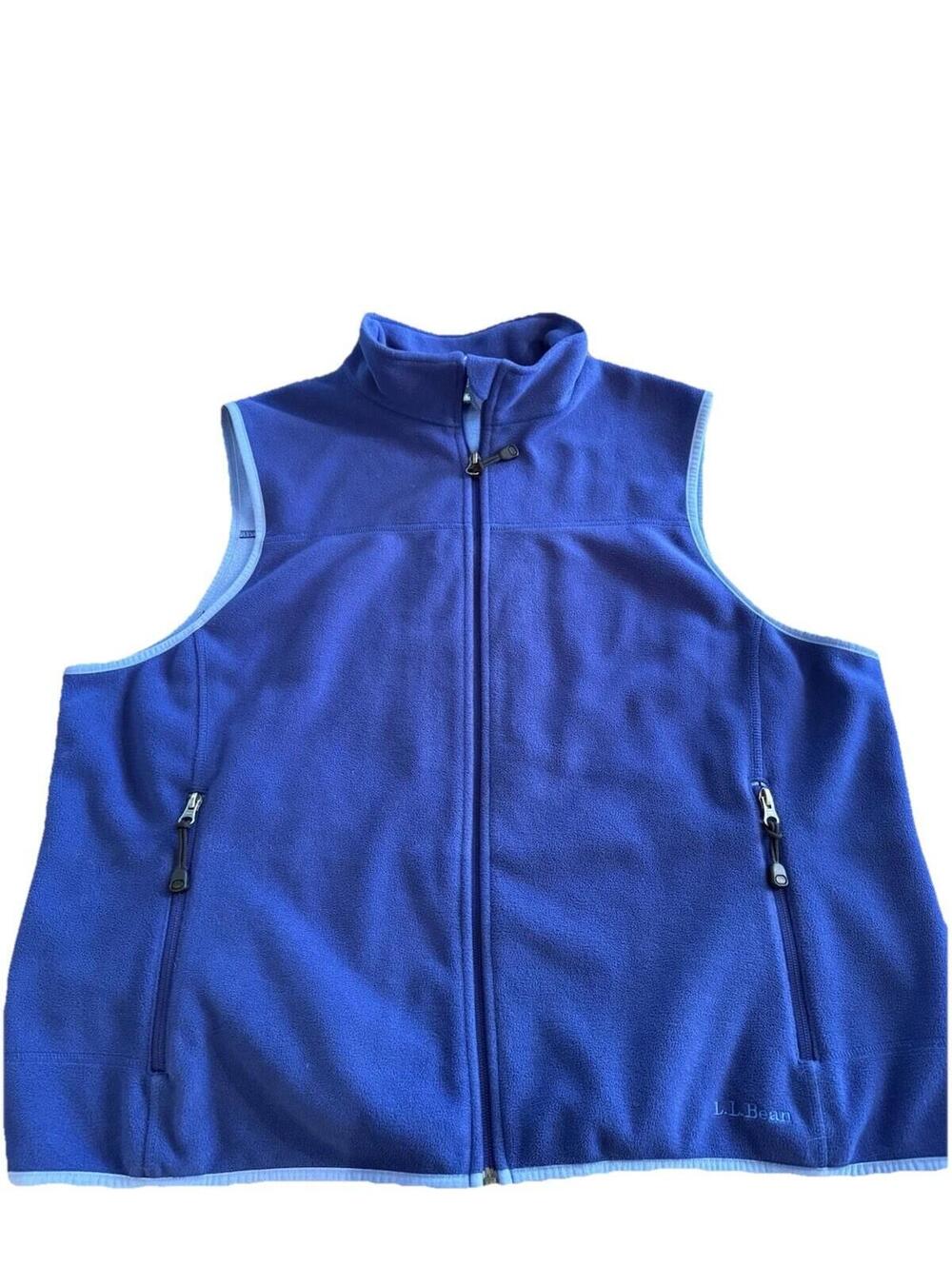 L.L. Bean Polartec Vest Woman’s 2XL Fleece Hiking Casual Full Zip Blue Polartec